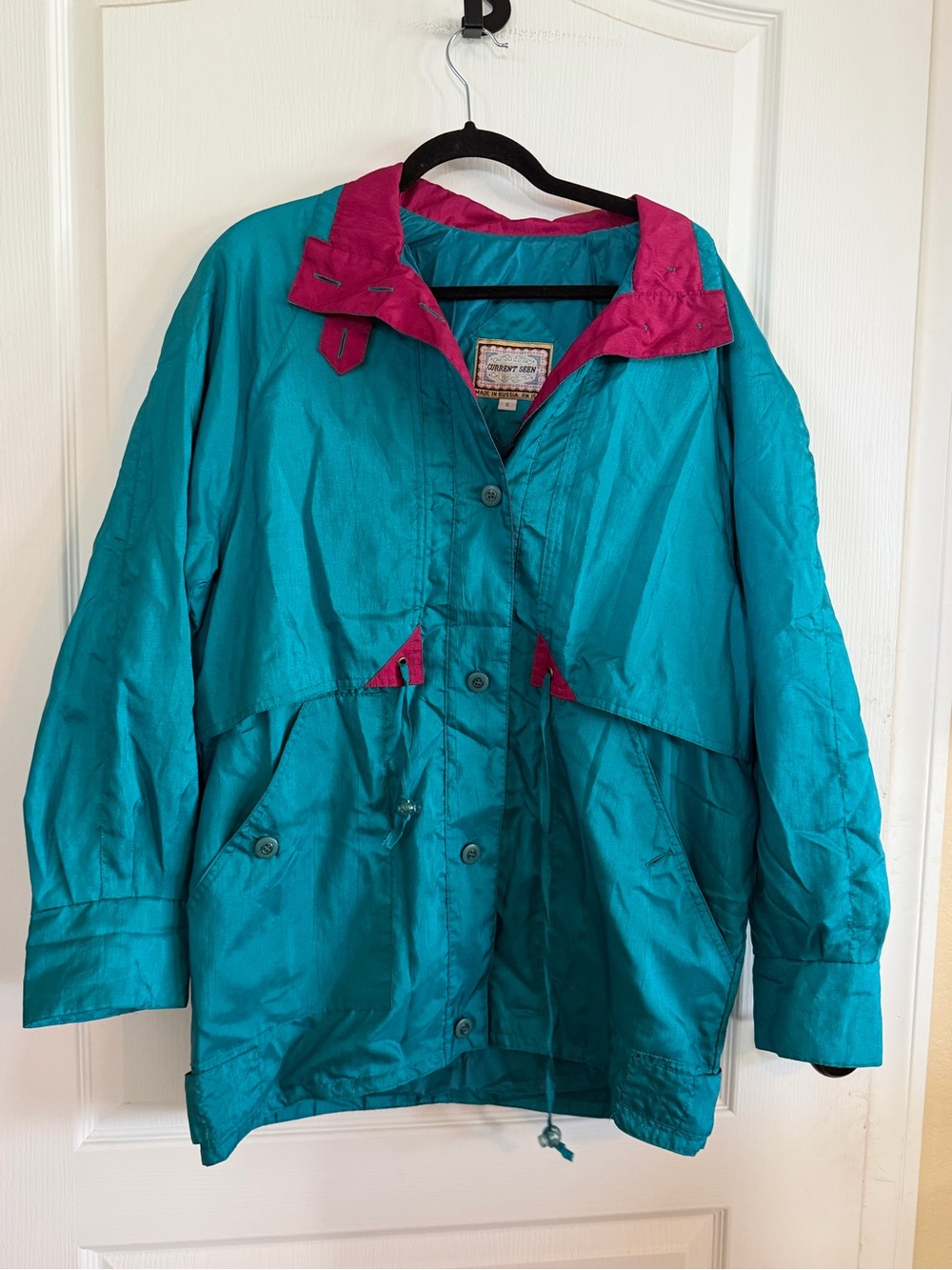 Vintage 90’s Current Seen Teal and Magenta Nylon Women's Jacket   Sz Small